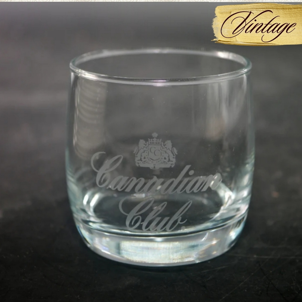 Canadian Club, Drink Smart Campaign, low-ball whiskey Rocks Glass, Etched 10oz.